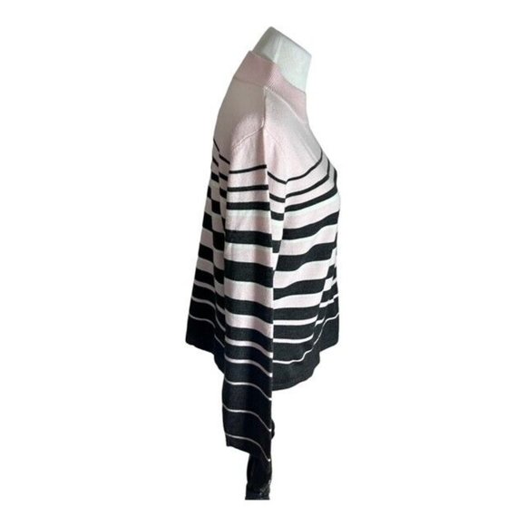 Croft & Barrow Women's Striped Mock Turtleneck Sweater Size Large Pink Gray - Picture 3 of 6